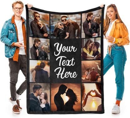 Custom Blanket with Picture Text Customized Blanket Throws Personalised Blanket Valentine's Day Gifts for Couple