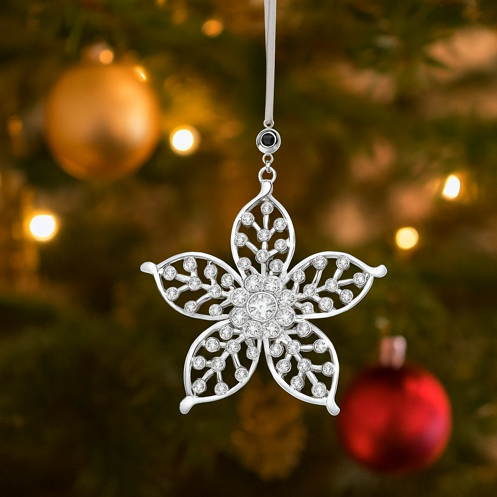 Personalised Photo Projection Snowflake Ornaments with Picture Inside Christmas Tree Decoration Gifts