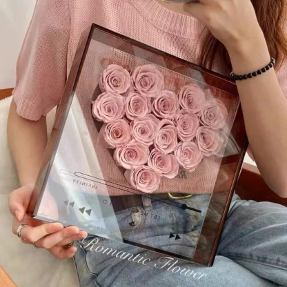 Preserved Flower Love's CD Transparent Acrylic Rose Flower Box Romantic Anniversary Gift For Girlfriend