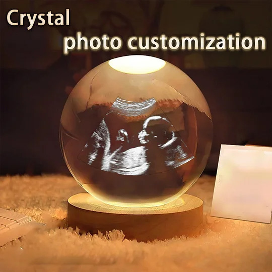 Customized 3D Fetal Ultrasound Crystal Ball Night Light Warm Gift for
