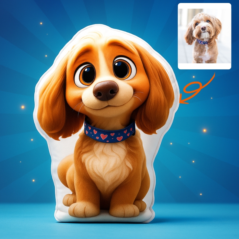 Custom 3D Pet Portrait Cartoon Photo Pillow Personalised Pixar Style Picture Printing Pet Cushion Pet Memorial Gifts