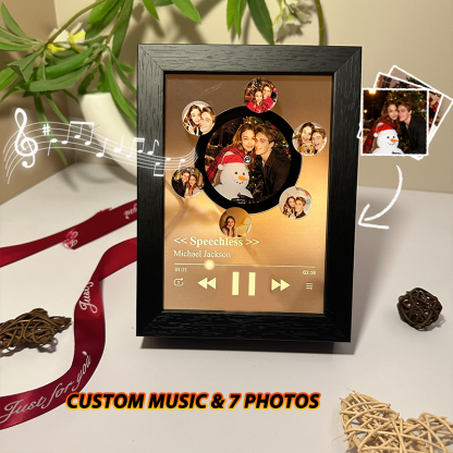 Custom Whole Song Photo Frame with Music Christmas Gifts Personalised Rotating Vinyl Night Light Music Player (Can Play Whole Song)