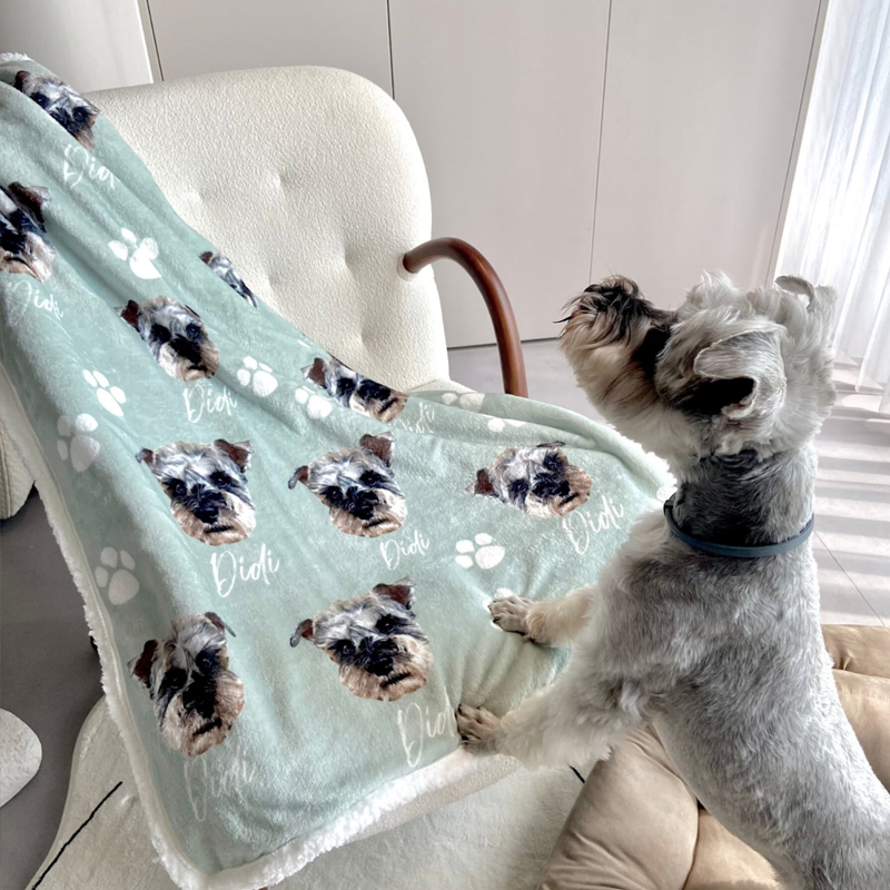 Personalised Pet Photo Blanket Custom Dog Face and Name Blankets Cat Throw Blankets Pet Lover Gifts
