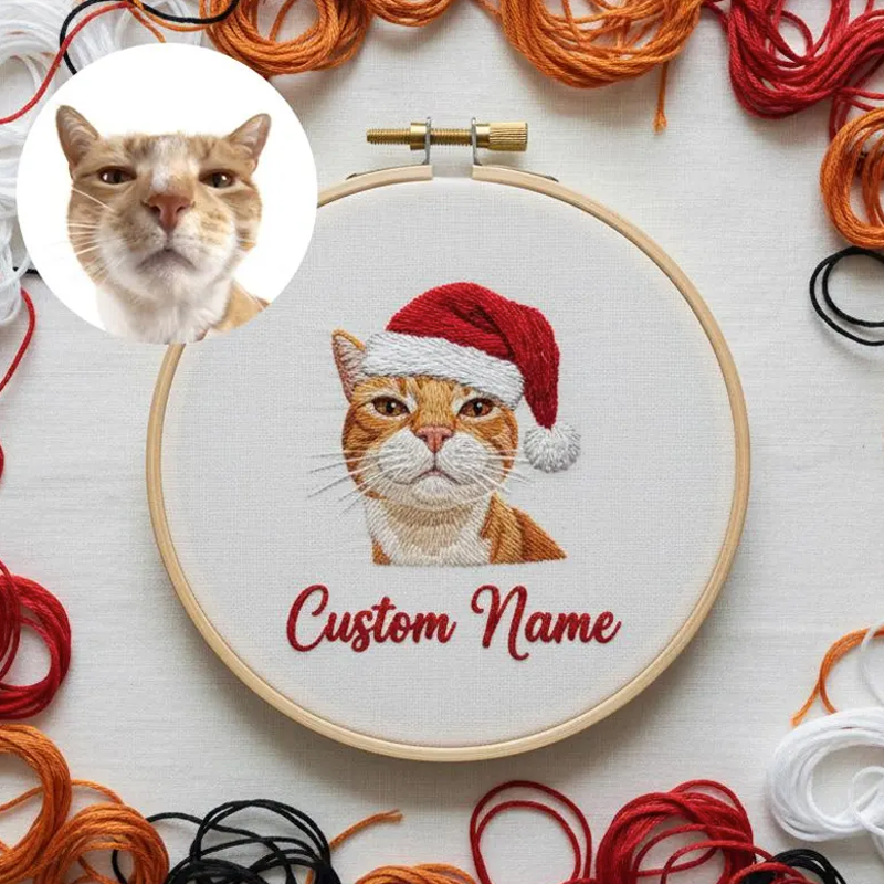 Custom Pet Portrait 3D Embroidered Ornament Personalised Dog&Cat Embroidery Ornament with Name Pet Memorial Gift Keepsake Gift Christmas Tree Decor