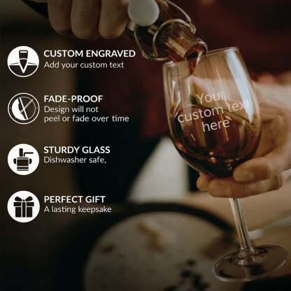 Custom Etched Photo Engraved Stemmed Wine Glass Personalised Portrait Picture and Text Glass Valentines Day Gifts