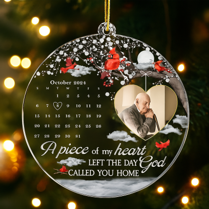 A Piece Of My Heart Left Personalised Memorial Acrylic Photo Ornament Custom Remembrance Christmas Gift