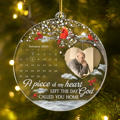 A Piece Of My Heart Left Personalised Memorial Acrylic Photo Ornament Custom Remembrance Christmas Gift