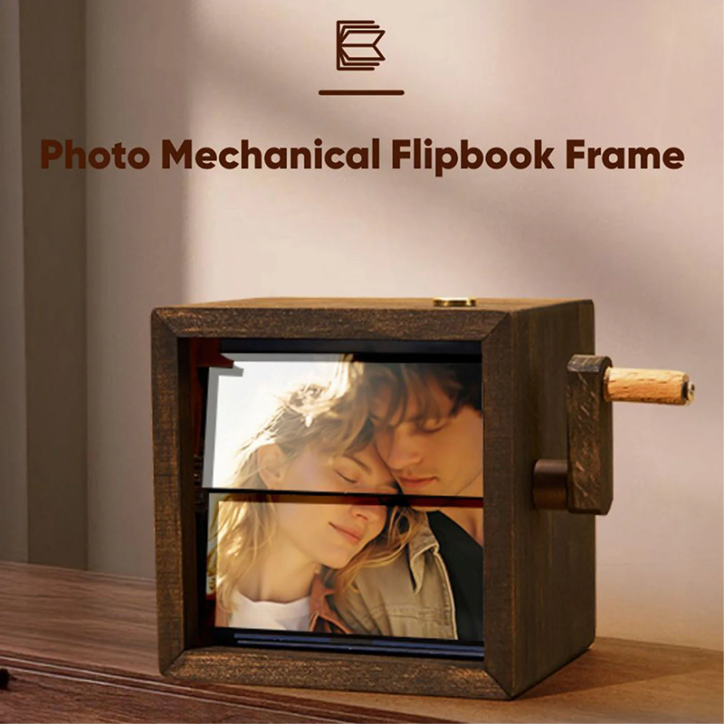 Personalised Flipbook Frame Animation Machine Mechanical Hand Motion Photo Cube Album Anniversary Gift for Couples
