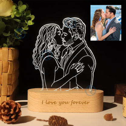 Christmas Gifts Personalised Photo Handmade Drawing Portrait Line Art Picture LED Night Light