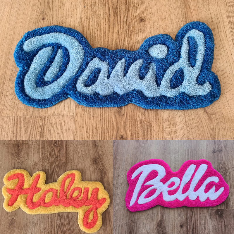 Custom Name Tufted Rug Punch Needle Personalised Kids Room Carpet Gift