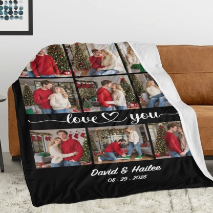 Custom Collage Photo Blanket Personalised Throw Blanket with Photos Text Christmas Gifts