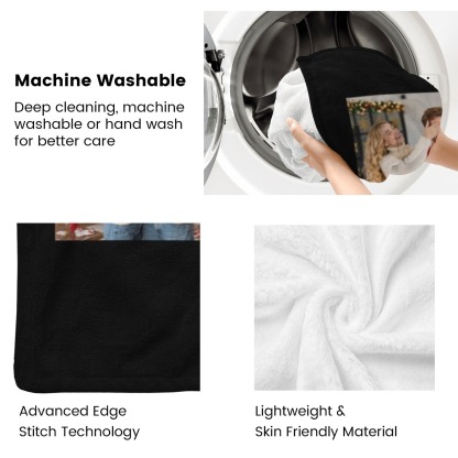 Custom Collage Photo Blanket Personalised Throw Blanket with Photos Text Christmas Gifts