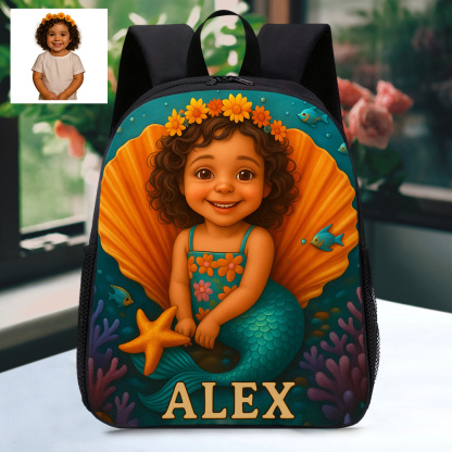 Custom Kids Backpack with Personalised Cartoon Image and Name Unique Space Adventure School Bag for Kids