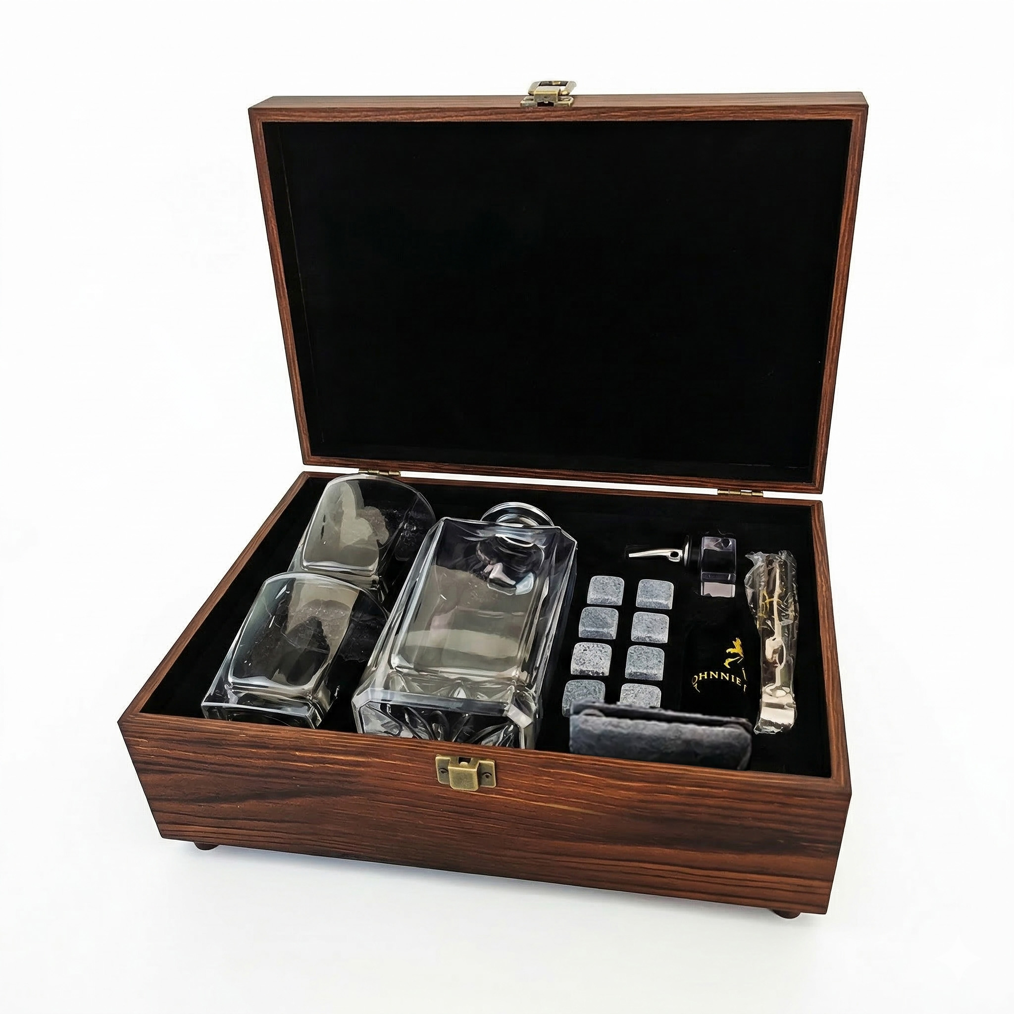 Custom Photo-Engraved Whisky Decanter Ice Wine Stone Set Personalised Laser Engraved Bourbon Bottle & Glasses Father's Gift for Dad