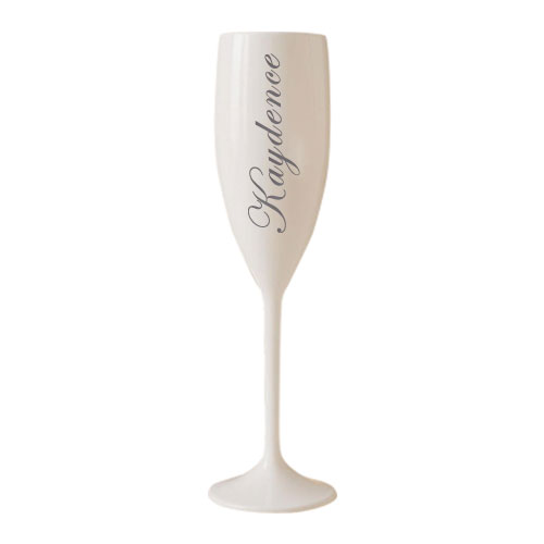 Personalised Name White Champagne Flutes Wedding Party Toasting Glasse