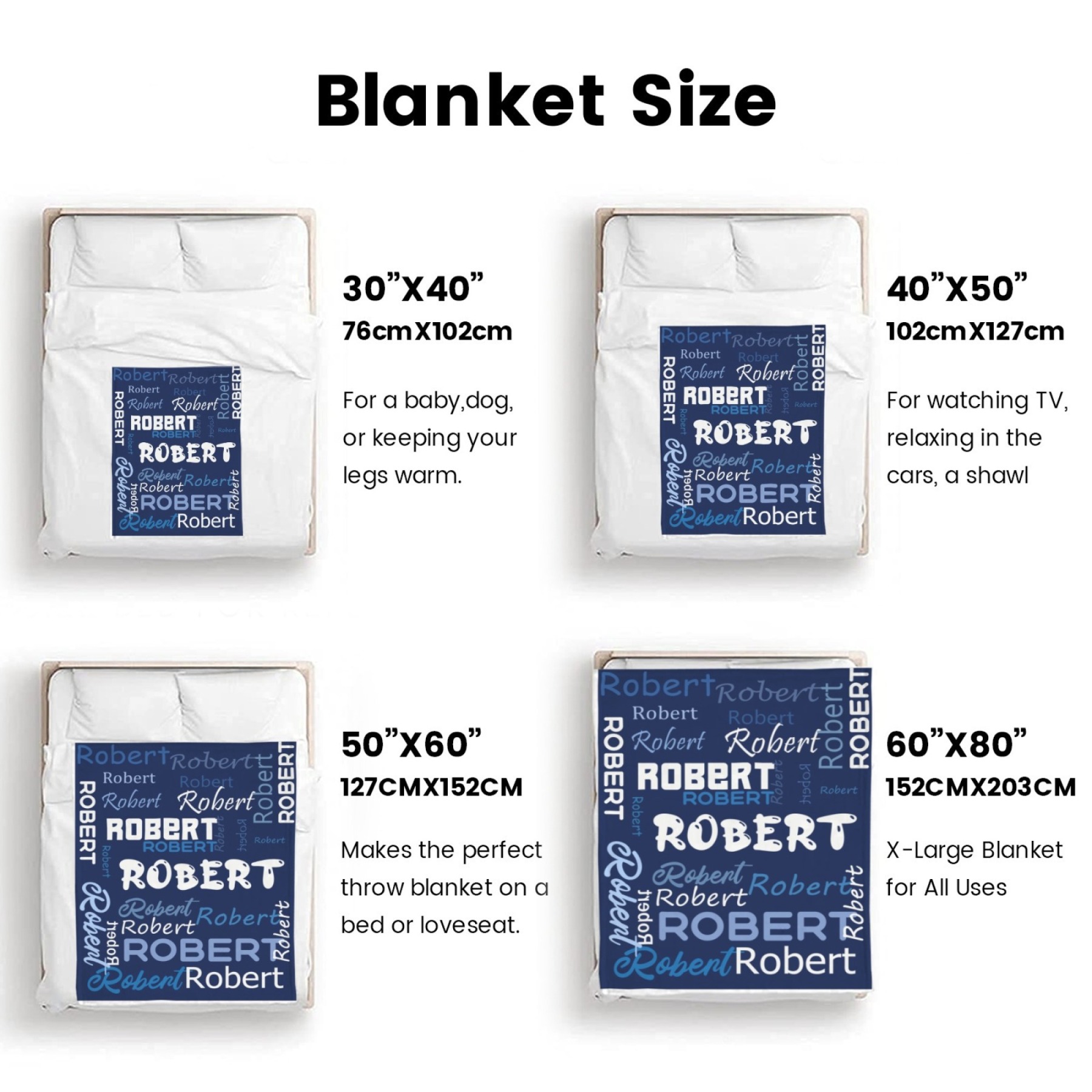 Custom Name Blankets and Throws Personalised Flannel Blanket for Kids Christmas Gifts