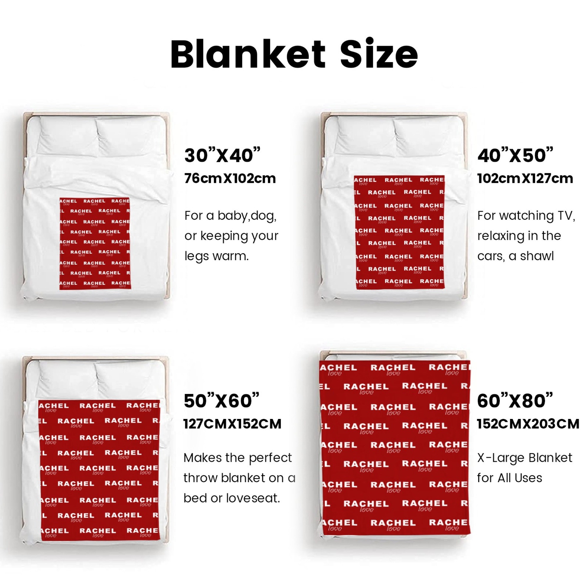 Personalised Baby Flannel Blanket with Name Multi-Color Blanket for Christmas and Baby Showers