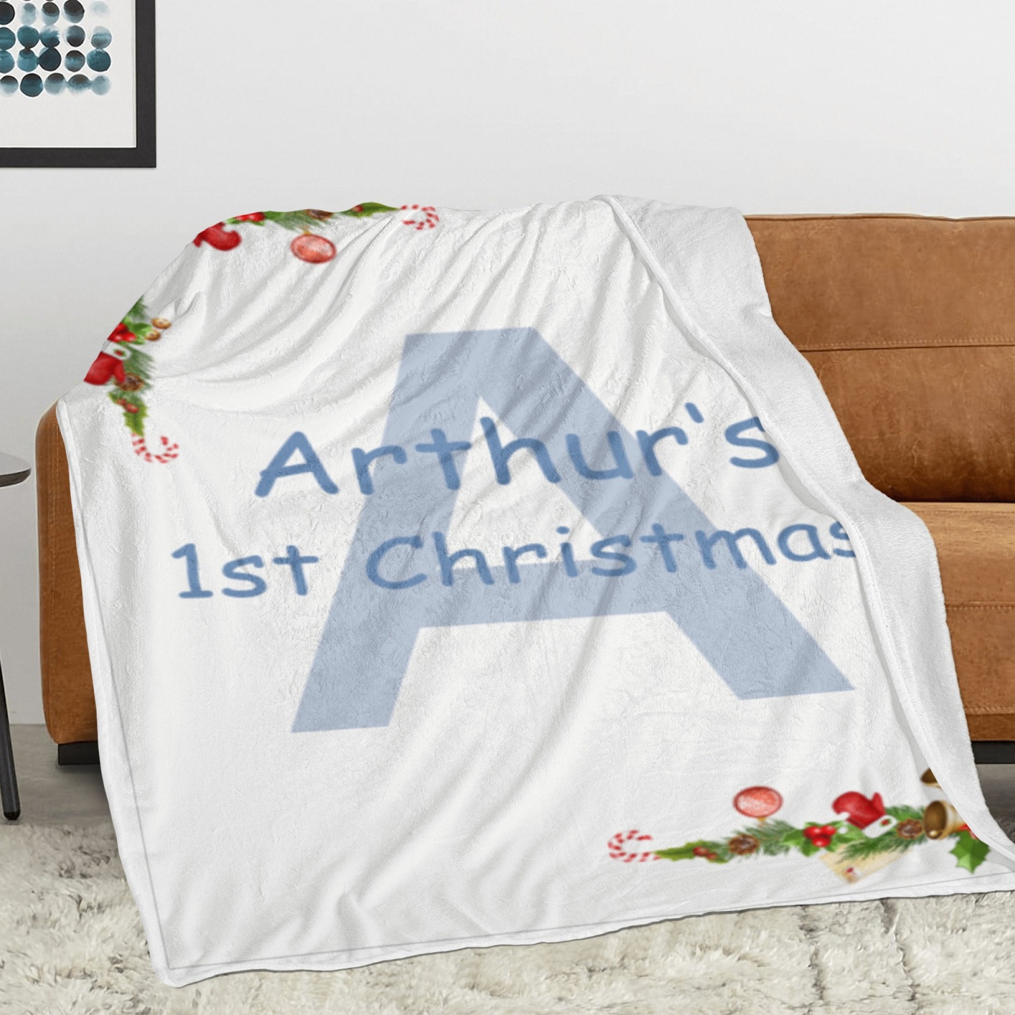 Personalised Baby Blankets Custom Babys First Christmas Blanket with Name Flannel Blanket for Christmas