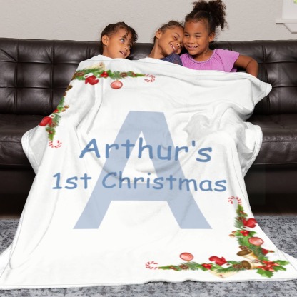 Personalised Baby Blankets Custom Babys First Christmas Blanket with Name Flannel Blanket for Christmas