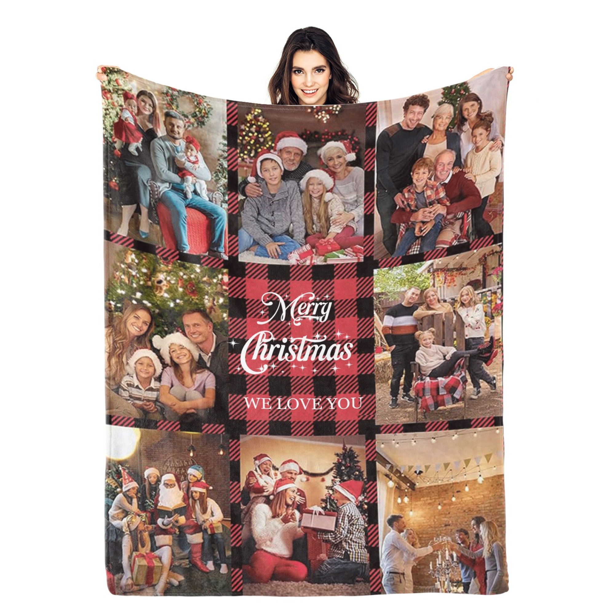 Merry Christmas Custom Blankets Personalised Multiphoto Gifts with Your Own Photos Perfect Present for Christmas
