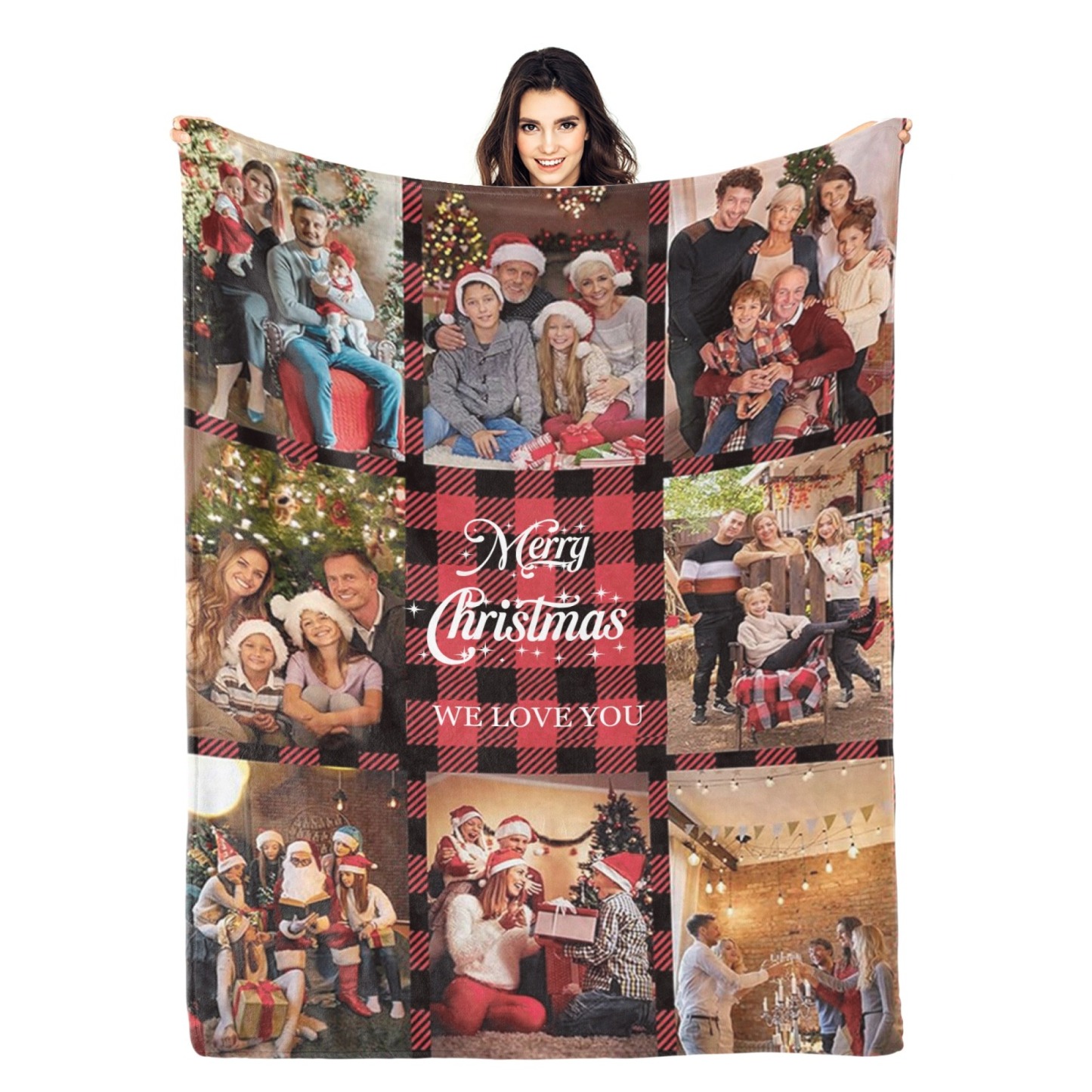 Merry Christmas Custom Blankets Personalised Multiphoto Gifts with Your Own Photos Perfect Present for Christmas