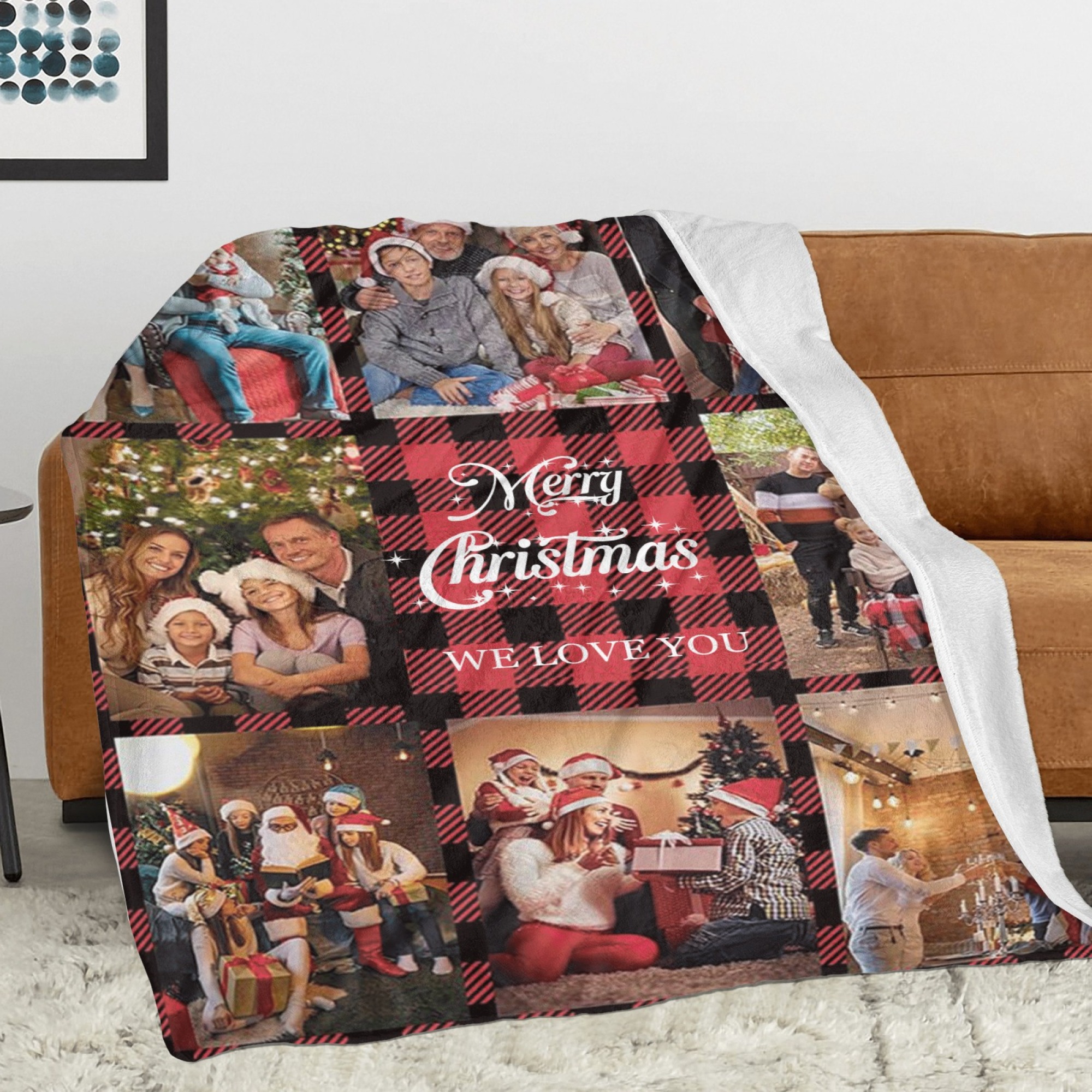Merry Christmas Custom Blankets Personalised Multiphoto Gifts with Your Own Photos Perfect Present for Christmas