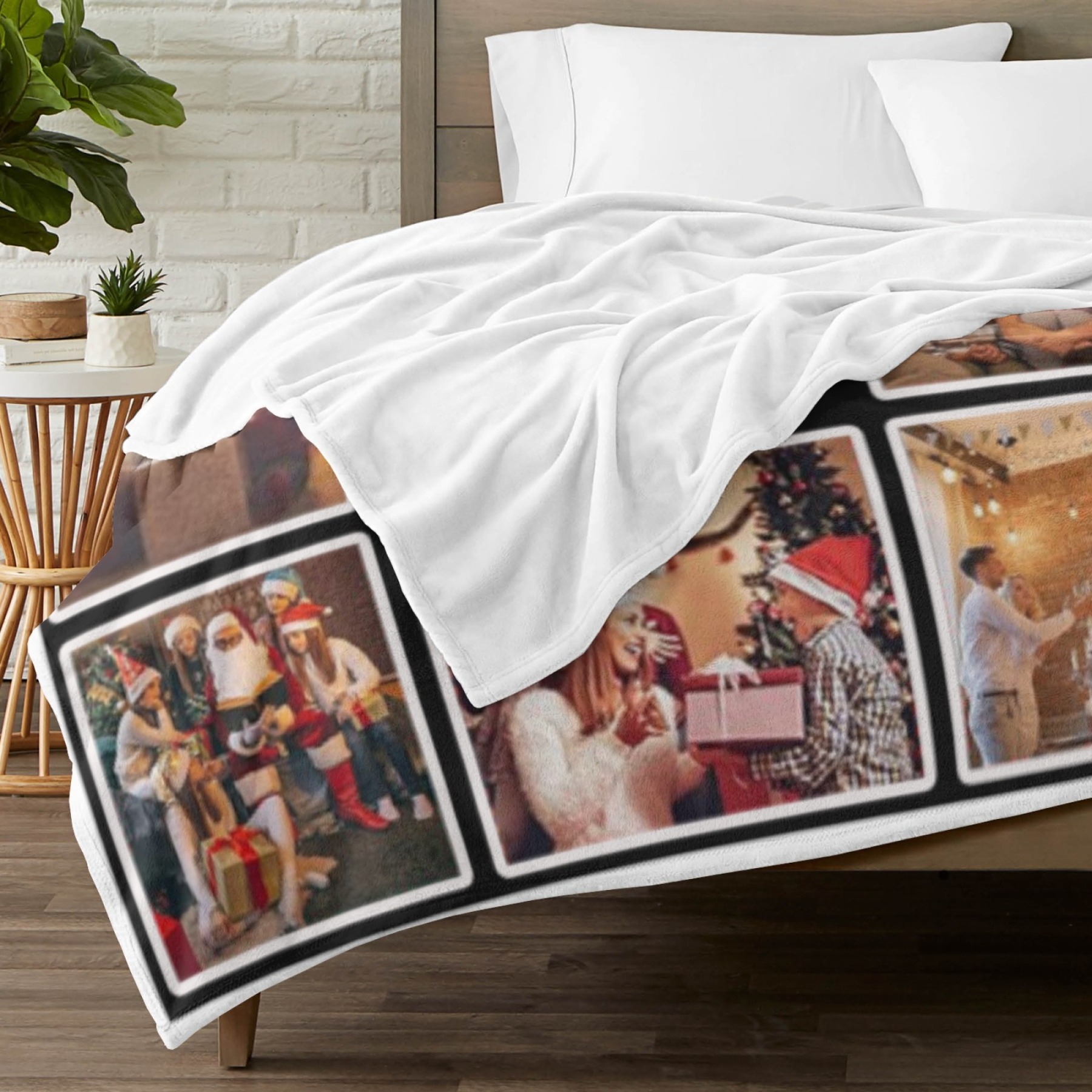 Custom Christmas Blanket with Photos Collage for Family Couple Personalised Pictures Blanket with Text Customized Photo Throw Blanket