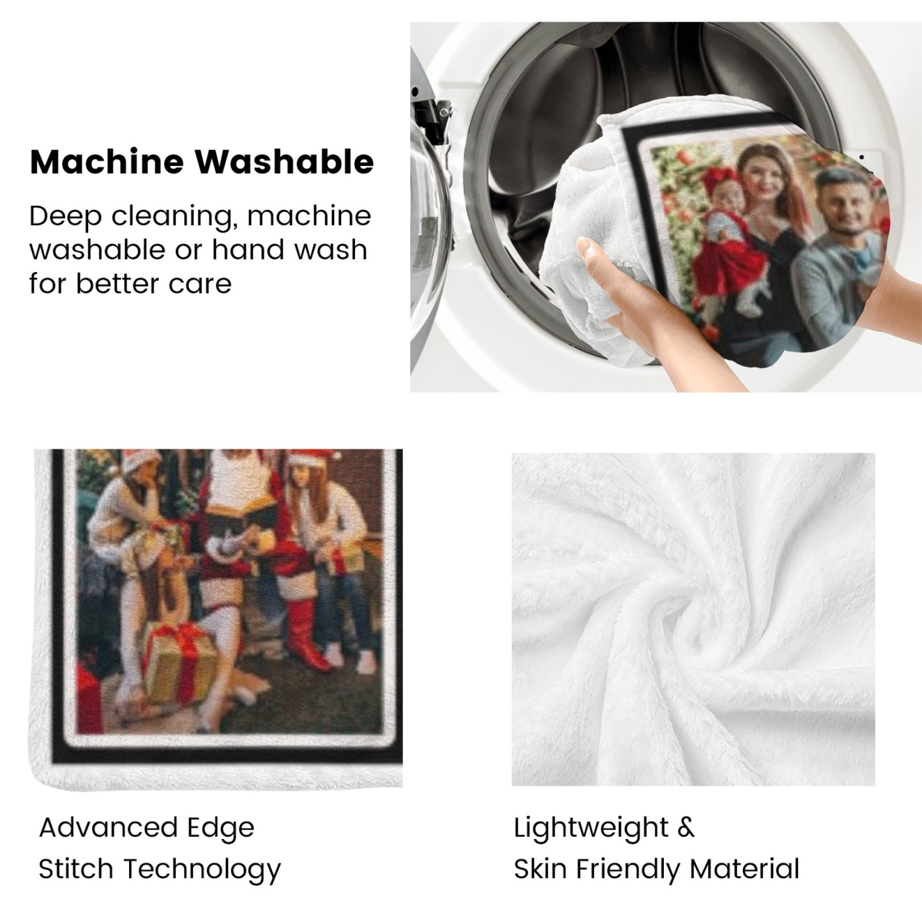 Custom Christmas Blanket with Photos Collage for Family Couple Personalised Pictures Blanket with Text Customized Photo Throw Blanket