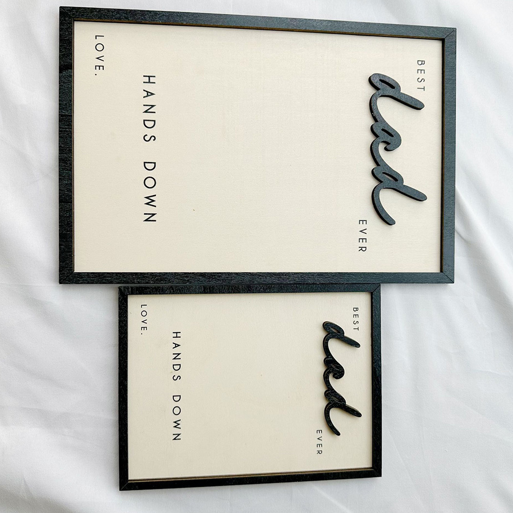 Hands Down Best Dad Ever Personalised Engraved Wooden Sign Plaque with Your Own Handprints and Custom Message Fathers Day Gift