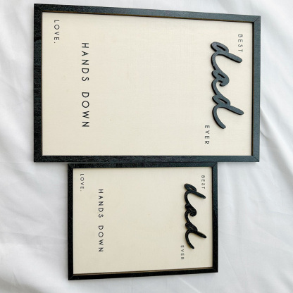 Hands Down Best Dad Ever Personalised Engraved Wooden Sign Plaque with Your Own Handprints and Custom Message Fathers Day Gift