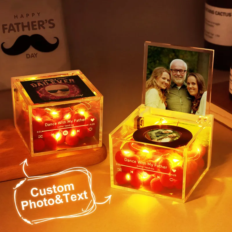 Custom Photo and Music Player Can Play Whole Song with Light Personalised Music Acrylic Box