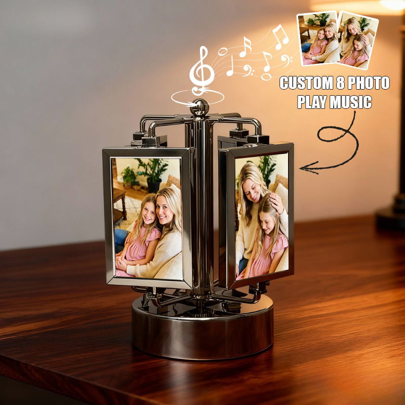 Personalised Collage Photo Rotating Album Custom Whole Song Metal Music Box Mother's Day Gift