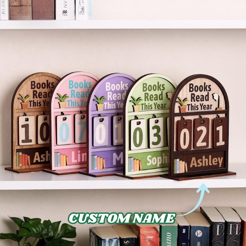 Personalised Books Read This Year Counter Mini Plaque with Flat Base Book Lovers Gift Bookshelf Decor Gift for Readers