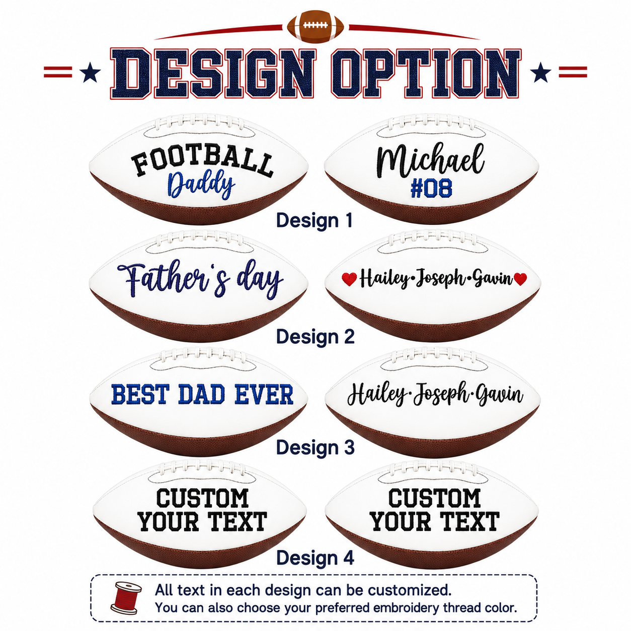 Personalised Embroidered Football Custom Keepsake Ball Fathers Day Gift from Kids
