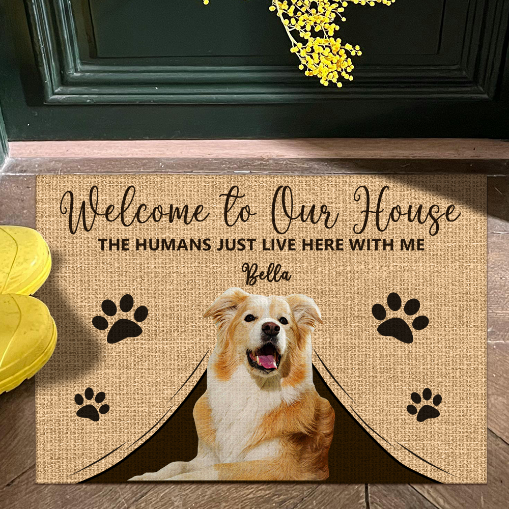 Custom Pet Doormat Personalised Dog Welcome Mat Funny Entry Rug for Porch Kennel Gift for Pet Owners and Dog Lovers
