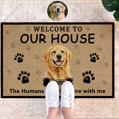 Personalised Doormat Custom Pet Welcome Rug with Funny Quote Name and Image Perfect Gift for Kennel House Porch