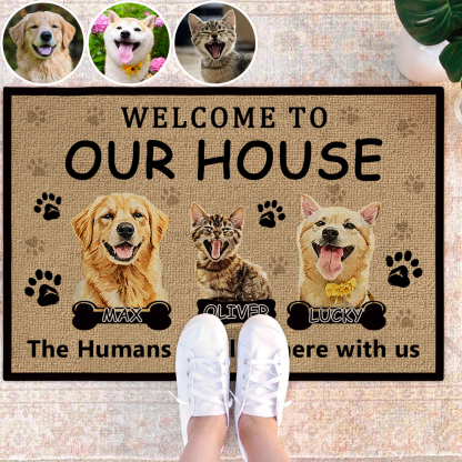 Personalised Doormat Custom Pet Welcome Rug with Funny Quote Name and Image Perfect Gift for Kennel House Porch