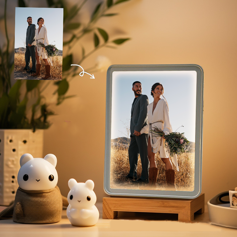 Personalised Photo Mirror Light Off as Mirror On as Glowing Picture Custom Picture Led Lamp