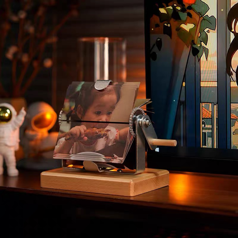 Custom Mechanical Hand-Crank Photo Frame Personalised 32 Photo Box DIY Album DIY Gift for Couple