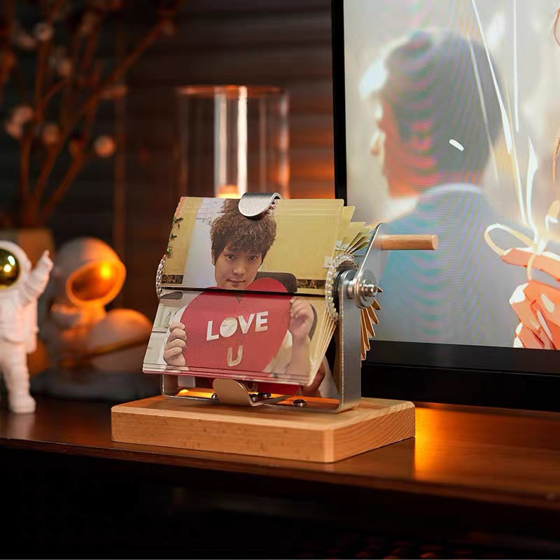 Custom Mechanical Hand-Crank Photo Frame Personalised 32 Photo Box DIY Album DIY Gift for Couple