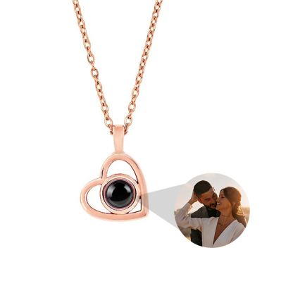 Custom Photo Heart Necklace Personalised Projection Pendant Memorial Jewelry Gift for Her