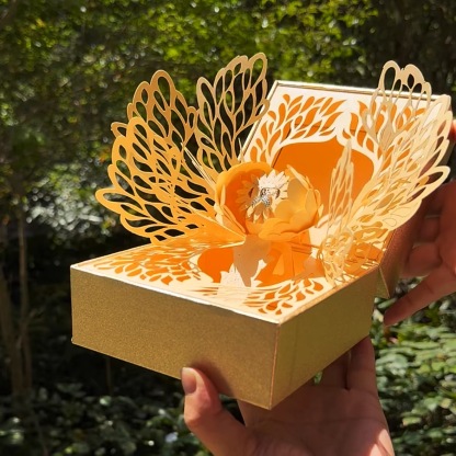 Creative Cool Mechanical Metal Kinetic Ring Set Proposal Ring Box et One-Handed Opening Jewelry Magic Cube