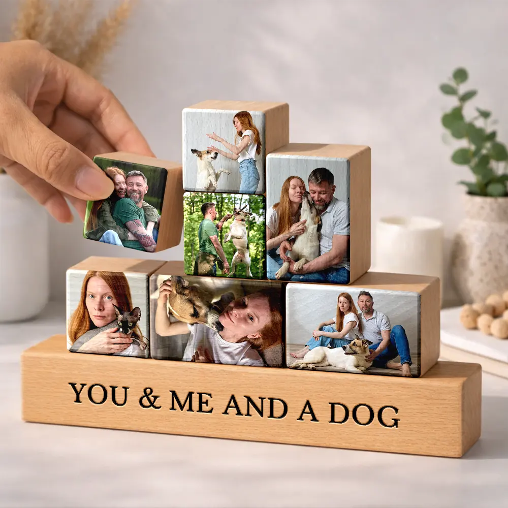 Personalised Wooden Stacking Photo Blocks Custom Photo Blocks Family Gifts for Father's Day