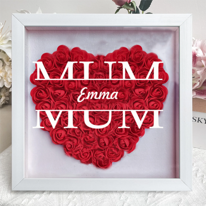 Personalised Flower Shadow Box Custom 1-5 Names Rose Frame Mother’s Day Gift for Mom, Grandma, Nana