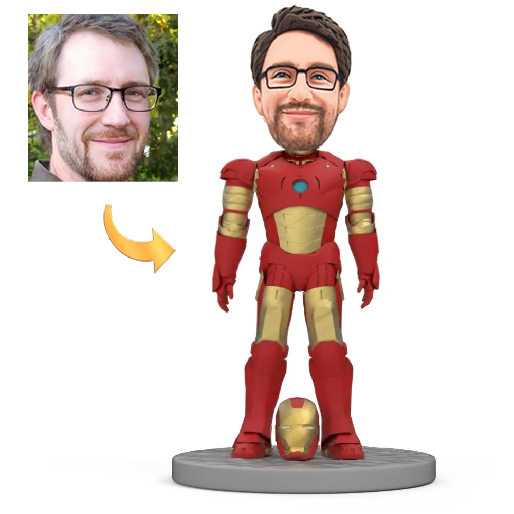 Custom Iron Hero Bobblehead with Personalised Engraving