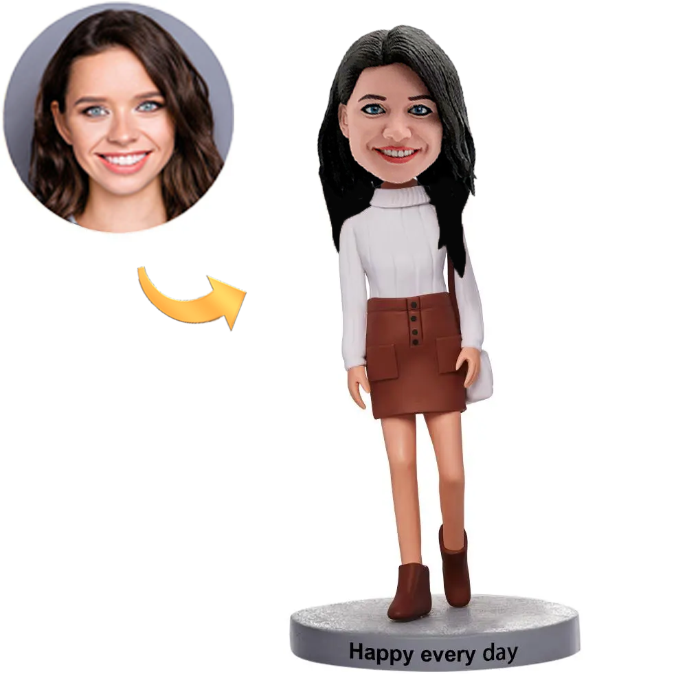 Custom Fashion Modern Woman Bobbleheads With Engraved Text