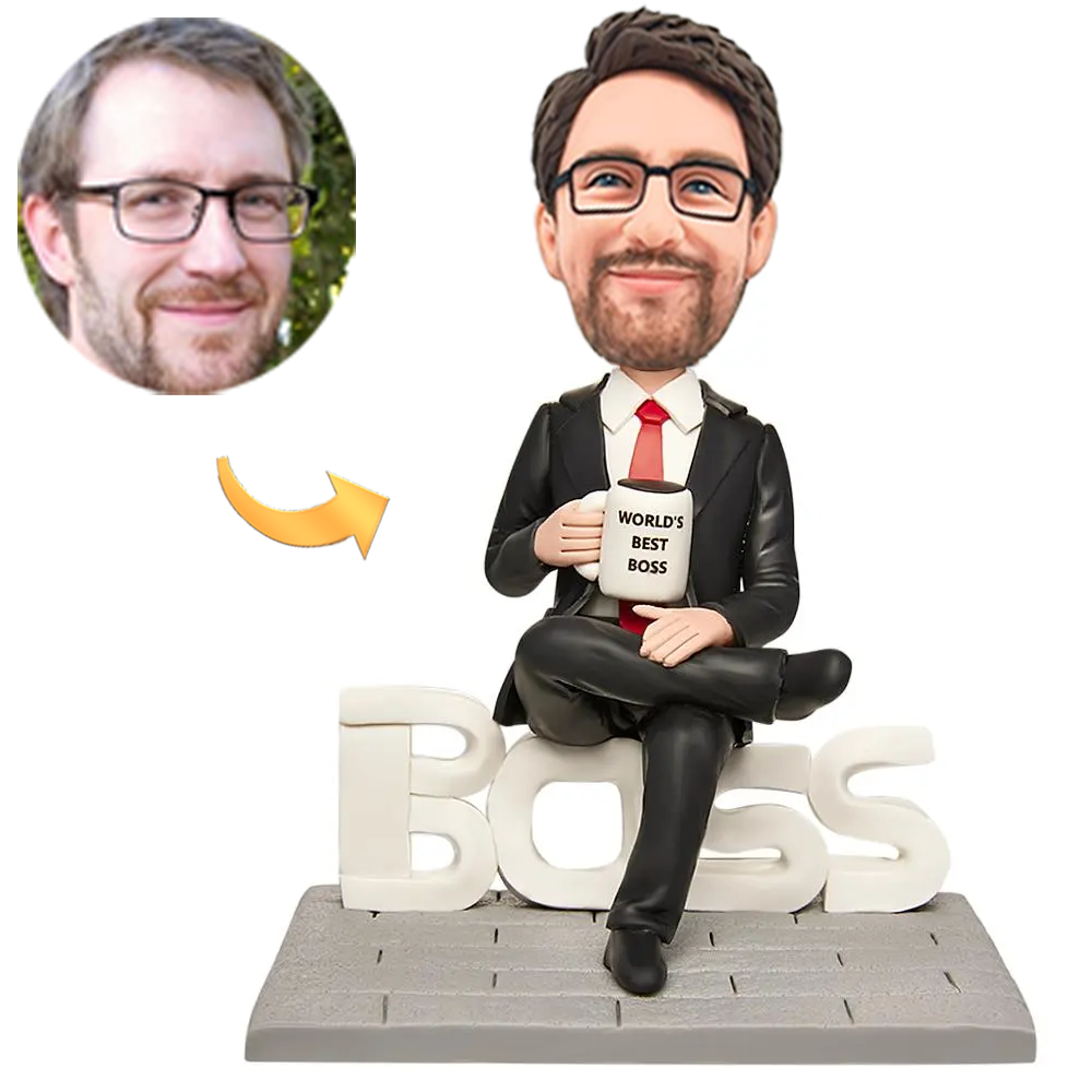 World's Best Boss Domineering Male Custom Bobblehead with Personalised Engraving