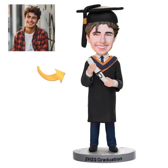 Custom Graduation Man Bobblehead with Personalised Engraving