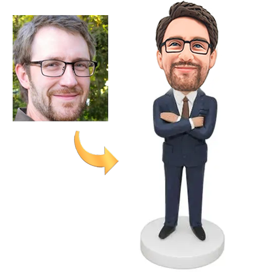 Boss's Day Gifts Personalised Businessman Bobblehead with Custom Engraving