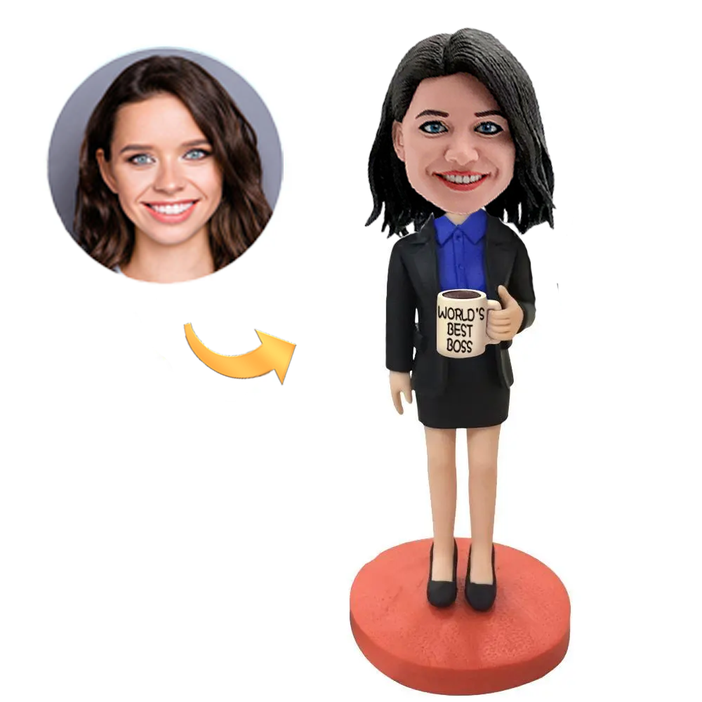 Custom Female Boss Bobblehead with Personalised Engraving